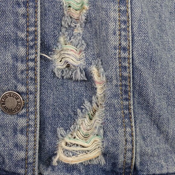 Judy Blue Distressed Ripped Denim Jacket Women Size 3XL Button Up  JB7817 - Picture 4 of 12